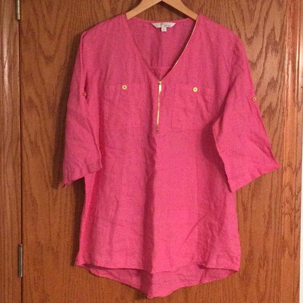 Company Ellen Tracy 100 % Linen Zippered Blouse